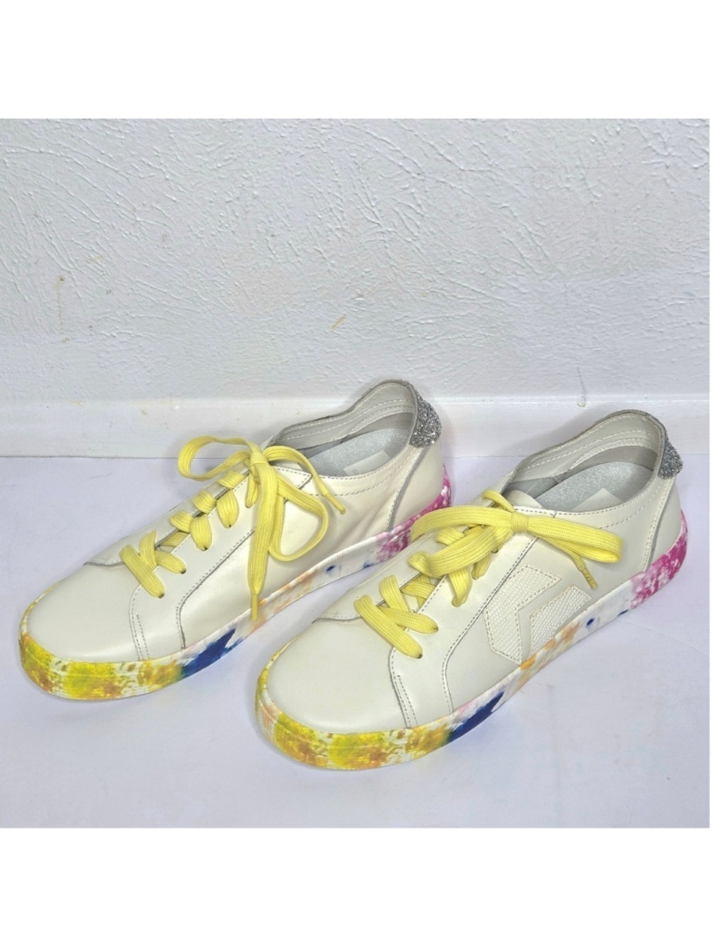 Anthropologie X Dolce Vita Zaga Citron Tie Dye Leather Sneakers Women's Size 9
